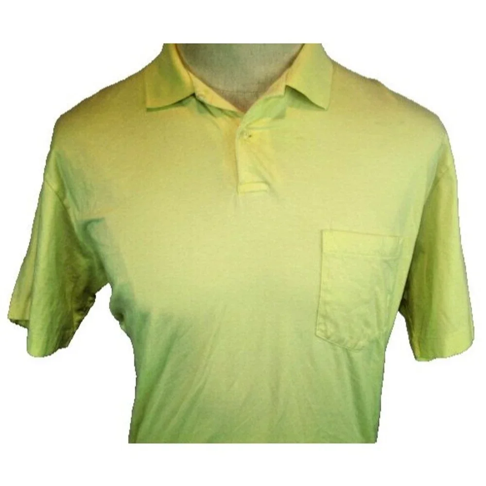 Mens Ralph Lauren Polo Yellow Knit Cotton SS Casual Golf Shirt w Pocket sz M